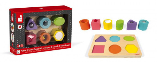 Dřevěné vkládací puzzle - zvuky a tvary